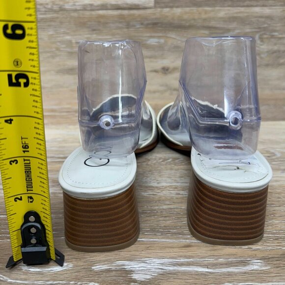 Calvin Klein White Leather Block Heel Sandals Women's Size 8 - Picture 3 of 6